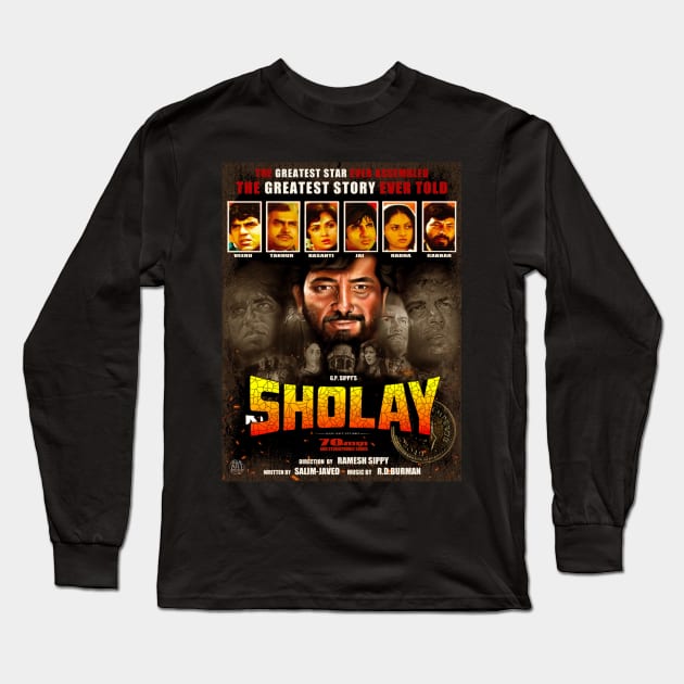 Sholay Gabbar Singh Long Sleeve T-Shirt by SAN ART STUDIO 